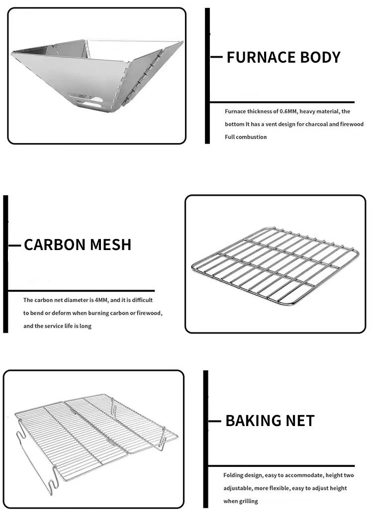 portable stainless camping grill bonfire pit