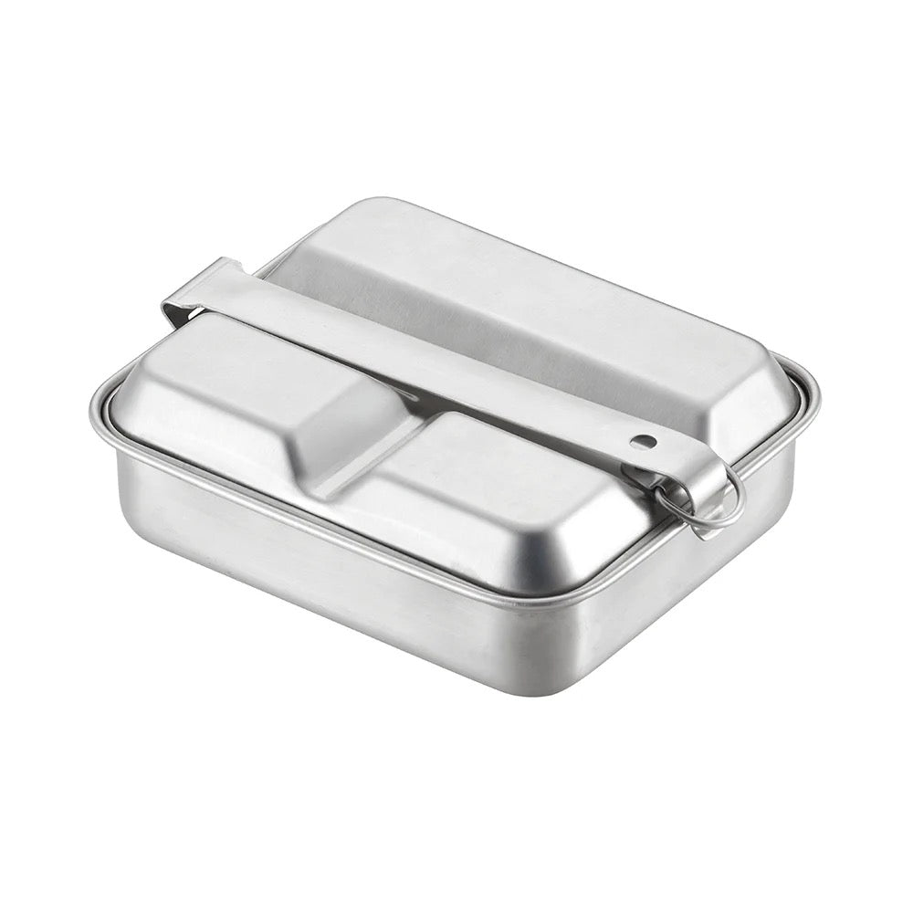 square "stainless steel" three compartment lunch box