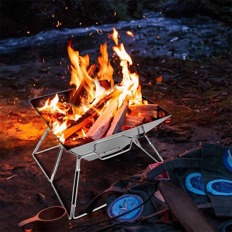 portable stainless camping grill bonfire pit