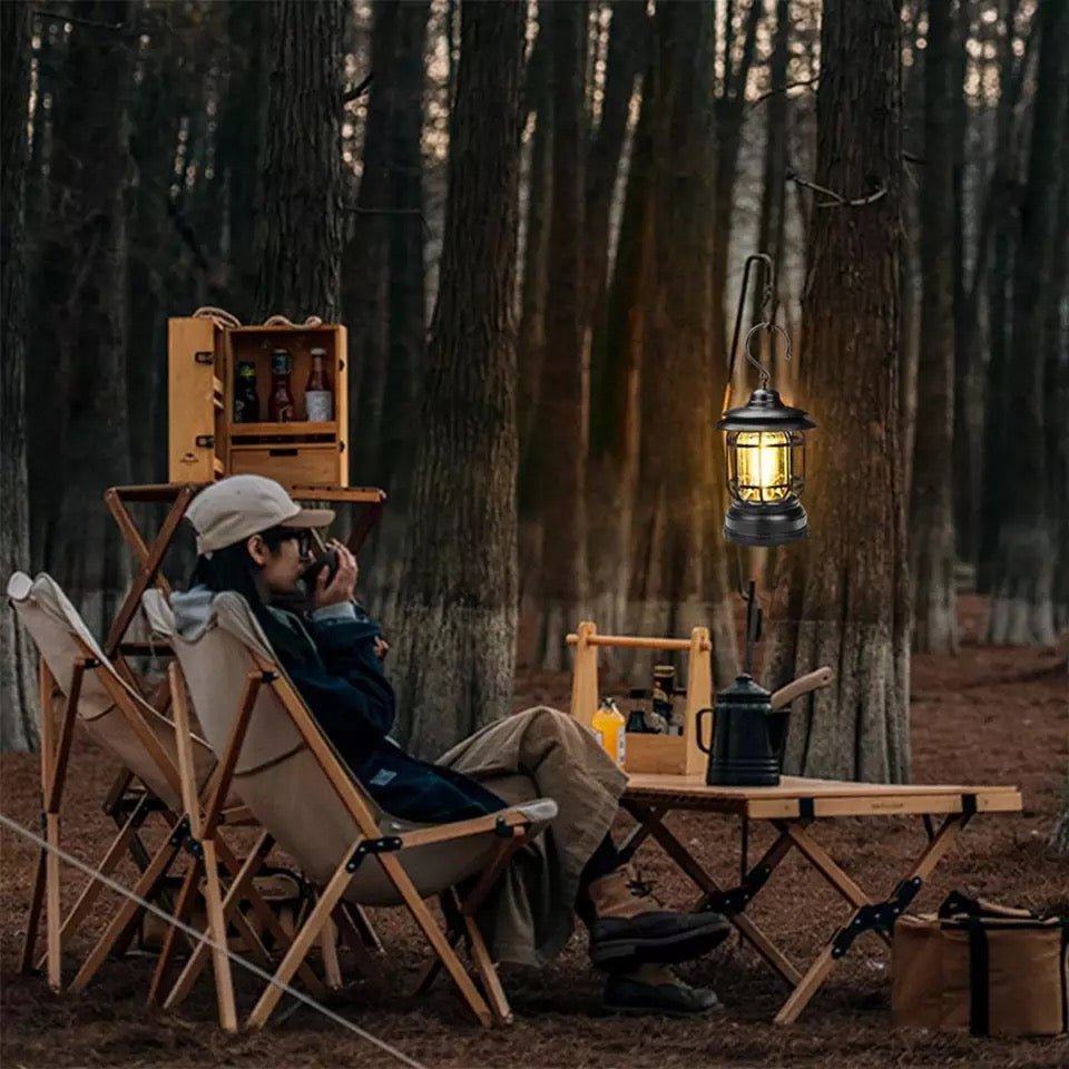 Mini Vintage Metal Hanging Lantern Warm Light Led Camp Lantern Rechargeable for outdoor