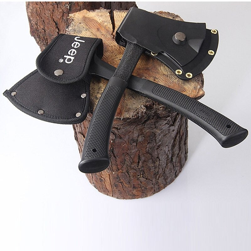JEEP Tomahawk Heavy One Hand Axe 0.2 inch (5 mm) Thick Blade Rust Resistant Black Teflon Treatment 2 Cases Included