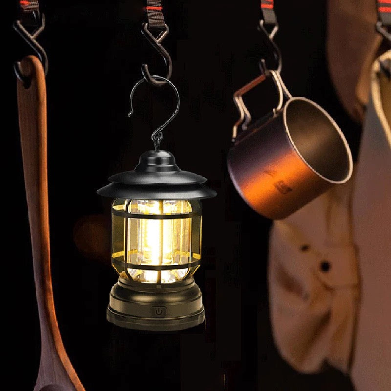 Mini Vintage Metal Hanging Lantern Warm Light Led Camp Lantern Rechargeable for outdoor