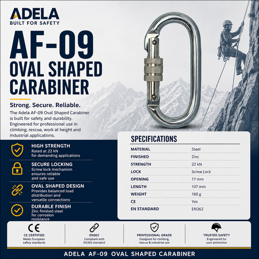 Adela AF-09 22KN Screw Lock Steel Carabiner