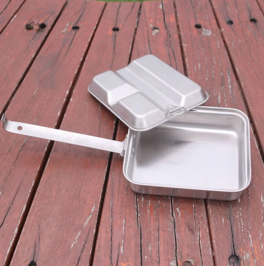 square "stainless steel" three compartment lunch box