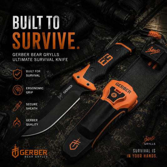 Gerber Bear Grylls Ultimate Pro Survival Knife 4.8" Plain Blade