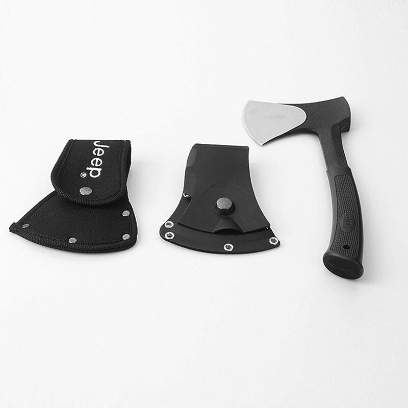 JEEP Tomahawk Heavy One Hand Axe 0.2 inch (5 mm) Thick Blade Rust Resistant Black Teflon Treatment 2 Cases Included