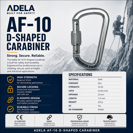 ADELA AF-10 35KN Screw-lock Pear shape steel carabiner