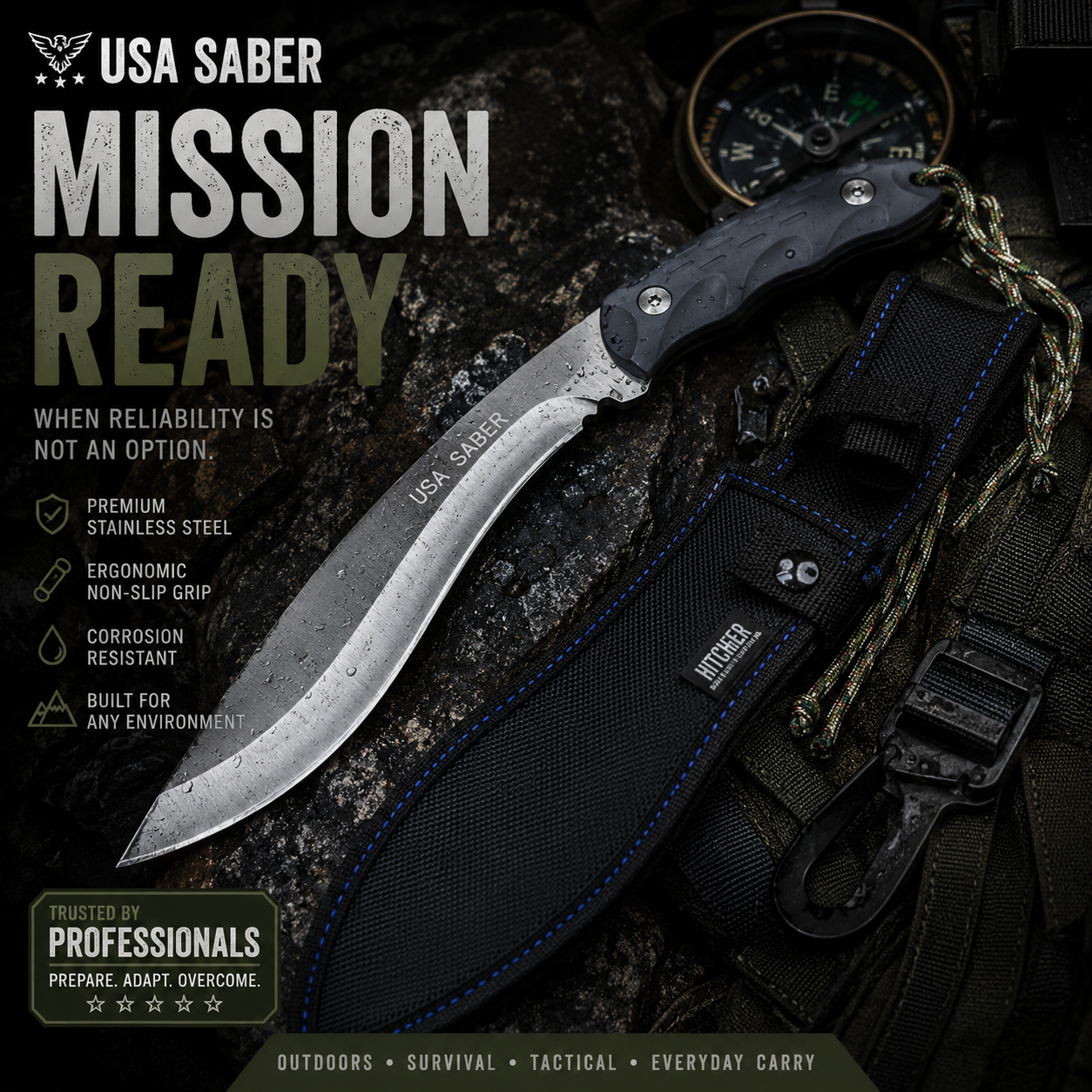 Highder k701 kukri knife- silver