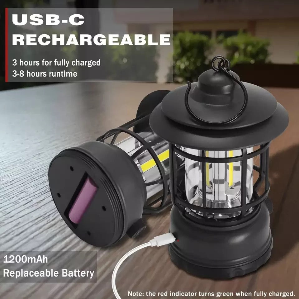 Mini Vintage Metal Hanging Lantern Warm Light Led Camp Lantern Rechargeable for outdoor