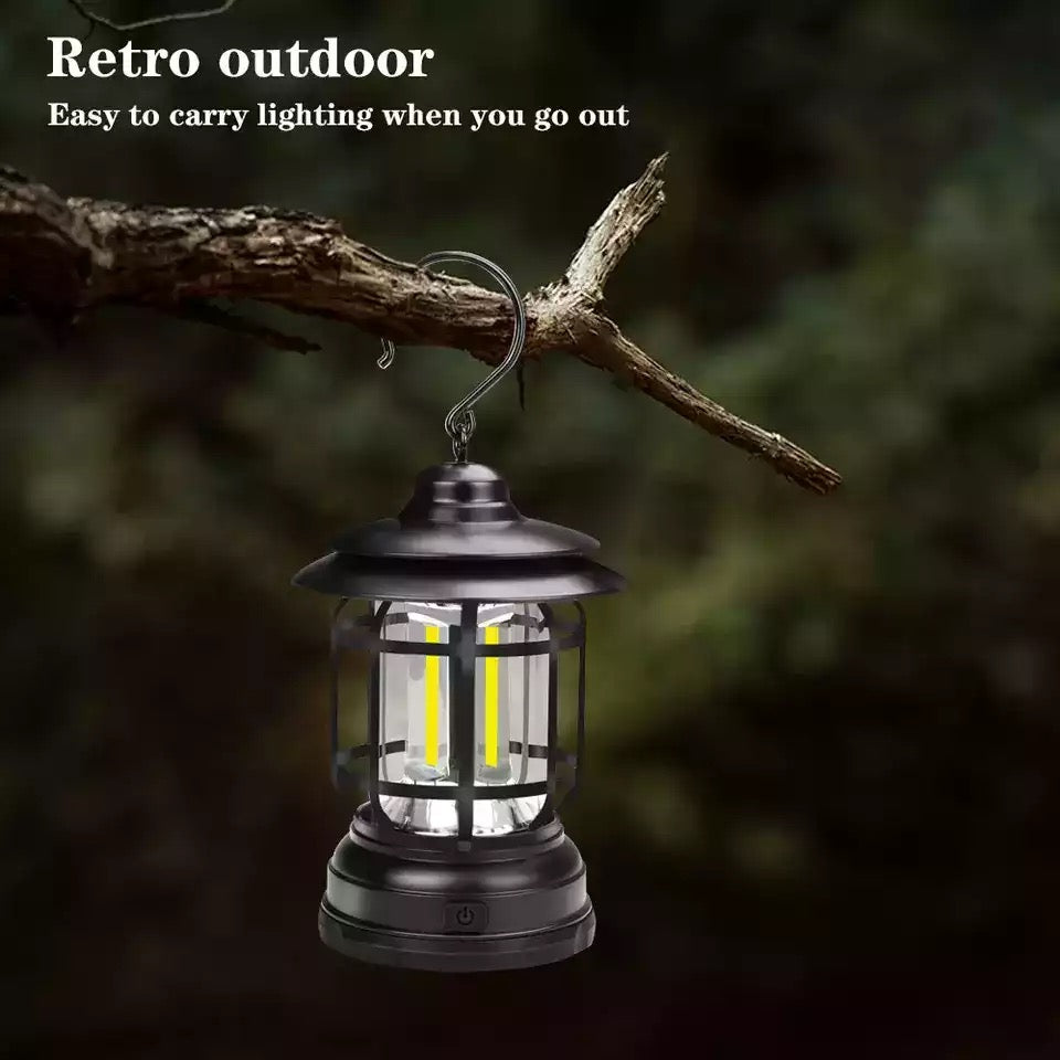 Mini Vintage Metal Hanging Lantern Warm Light Led Camp Lantern Rechargeable for outdoor
