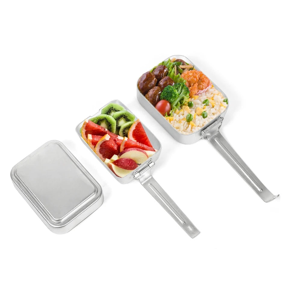 Outdoor Canteen Camping Lunch Box Outdoor Mess Tin Kit Aluminum Camping Cookware Set Lunch Box Food Container with Lid