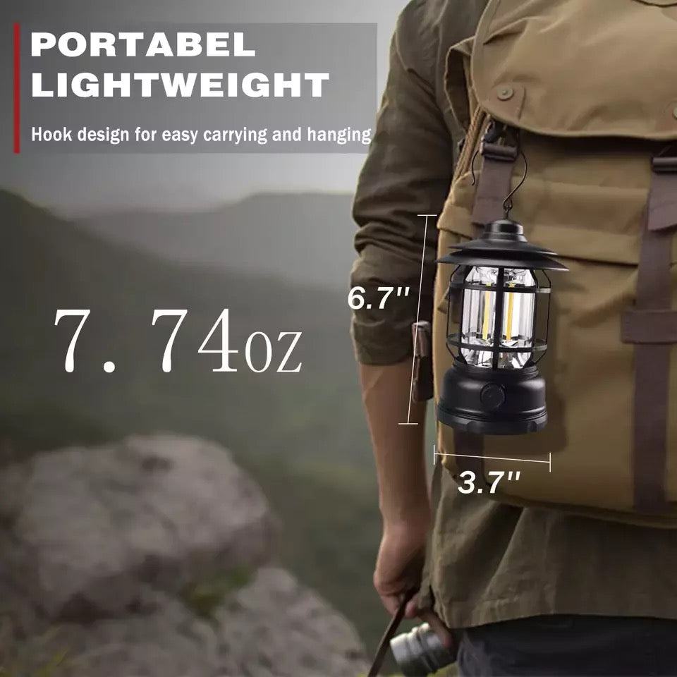 Mini Vintage Metal Hanging Lantern Warm Light Led Camp Lantern Rechargeable for outdoor