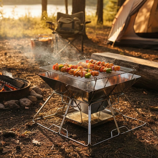 portable stainless camping grill bonfire pit