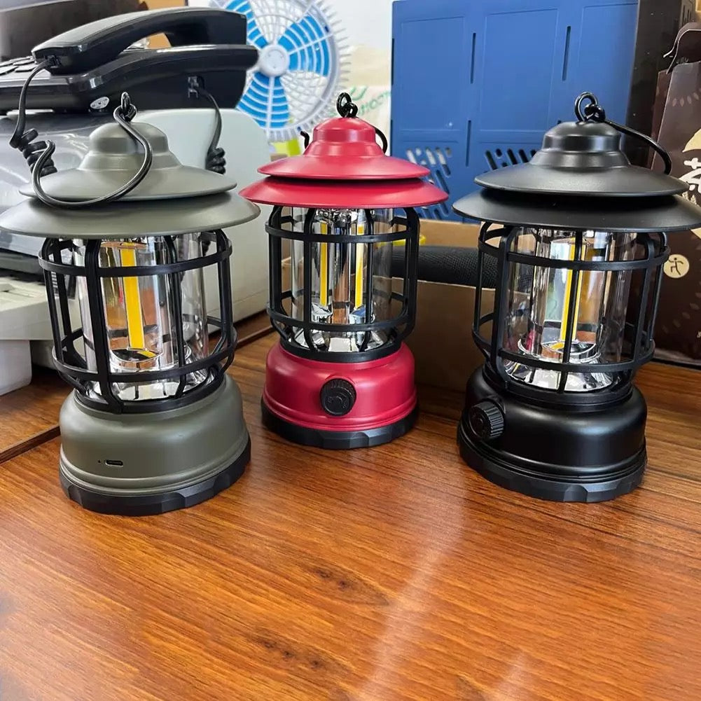 Mini Vintage Metal Hanging Lantern Warm Light Led Camp Lantern Rechargeable for outdoor