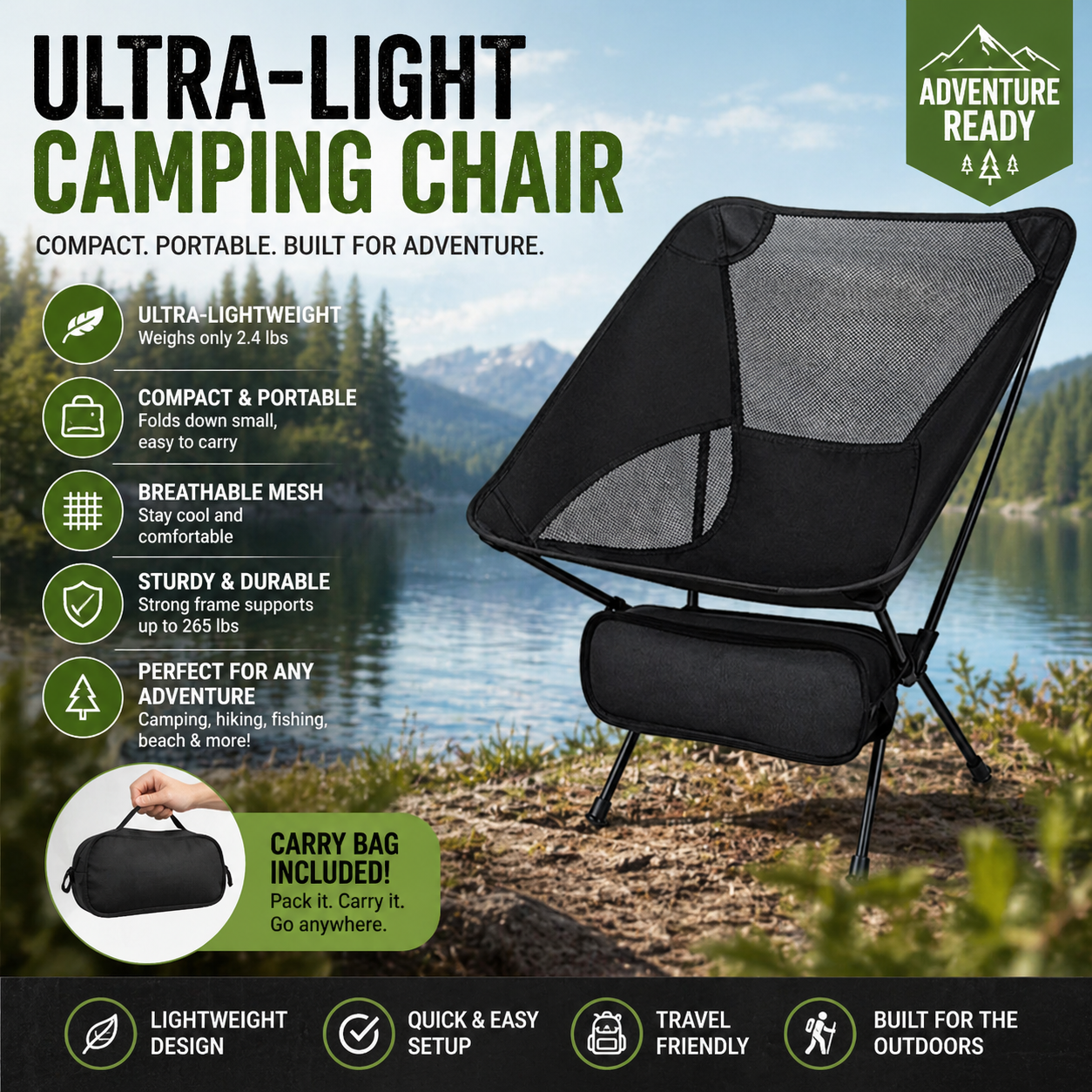 Portable collapsible Camping chair