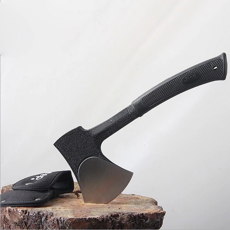 JEEP Tomahawk Heavy One Hand Axe 0.2 inch (5 mm) Thick Blade Rust Resistant Black Teflon Treatment 2 Cases Included