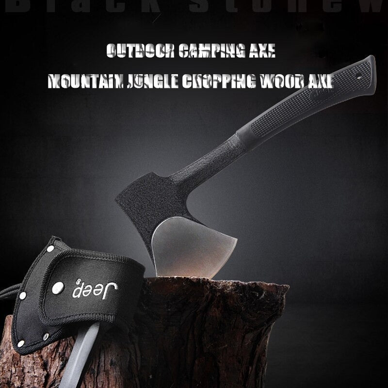 JEEP Tomahawk Heavy One Hand Axe 0.2 inch (5 mm) Thick Blade Rust Resistant Black Teflon Treatment 2 Cases Included