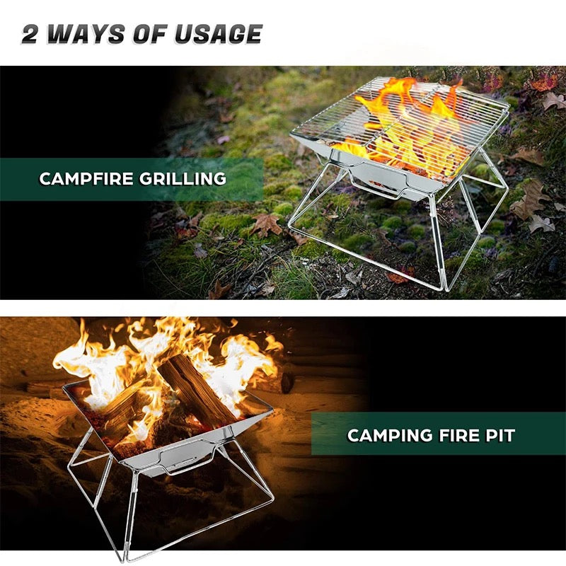 portable stainless camping grill bonfire pit
