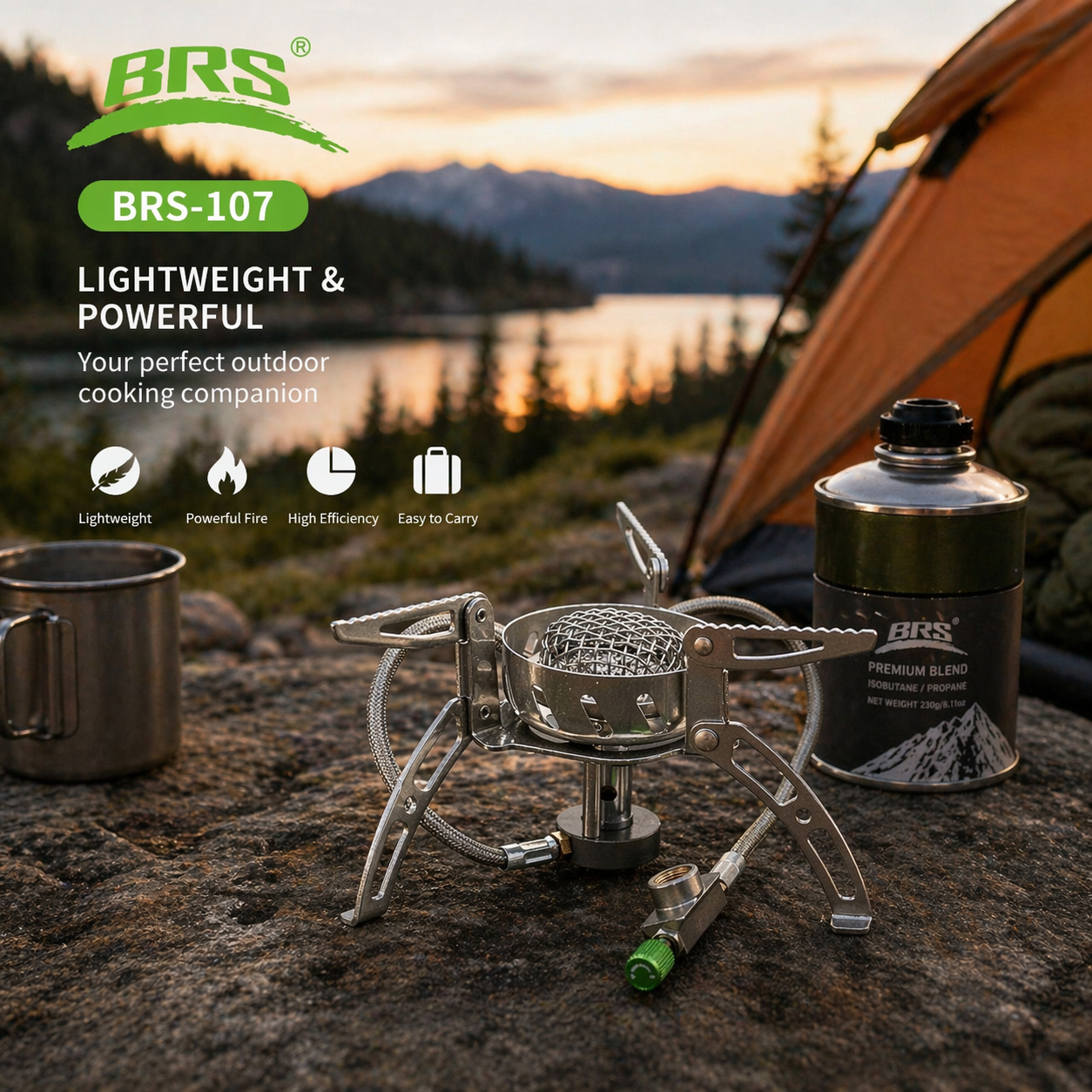 BRS-107 portable camping butane stove