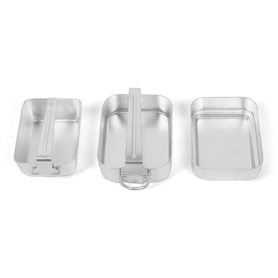 Outdoor Canteen Camping Lunch Box Outdoor Mess Tin Kit Aluminum Camping Cookware Set Lunch Box Food Container with Lid