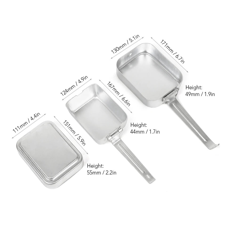 Outdoor Canteen Camping Lunch Box Outdoor Mess Tin Kit Aluminum Camping Cookware Set Lunch Box Food Container with Lid