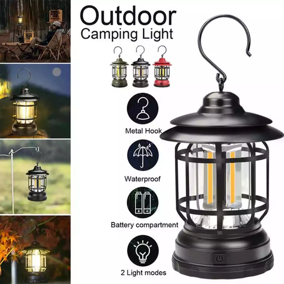 Mini Vintage Metal Hanging Lantern Warm Light Led Camp Lantern Rechargeable for outdoor