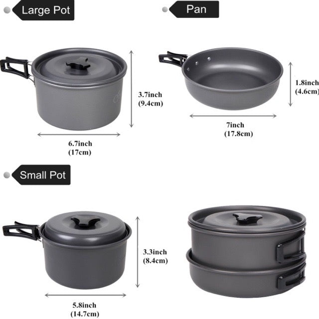 DS300 3 person aluminum camping cookset