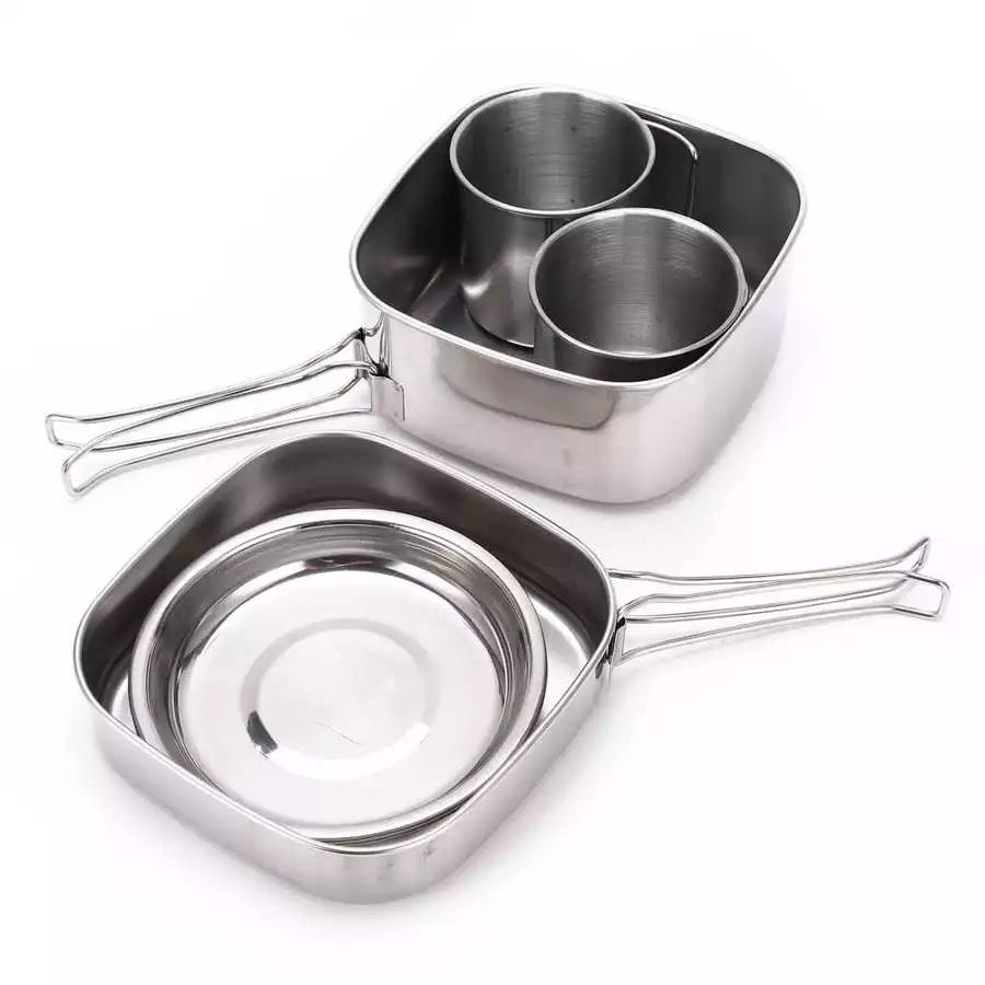 camelwill 6 pcs portable stainless camping cookset
