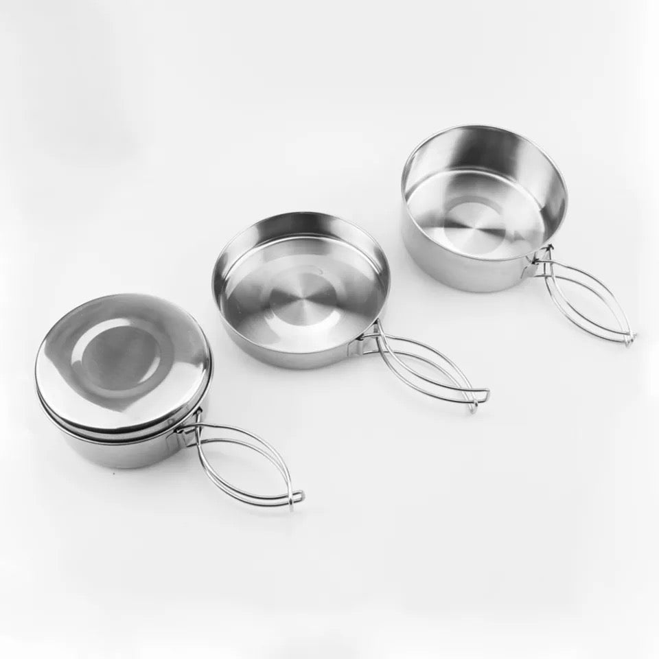 Camelwill 8 pcs portable stainless camping cookset