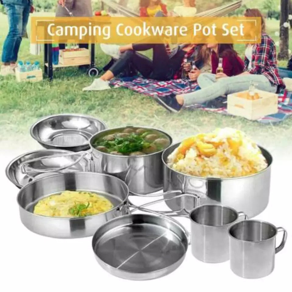 Camelwill 8 pcs portable stainless camping cookset