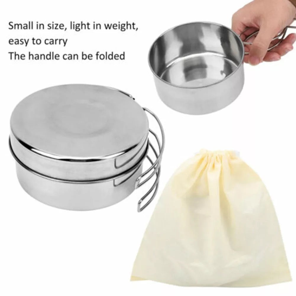 Camelwill 8 pcs portable stainless camping cookset