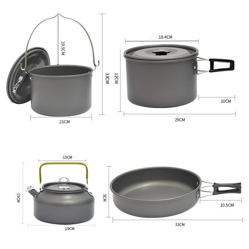 DS700 7 person aluminum camping cookset