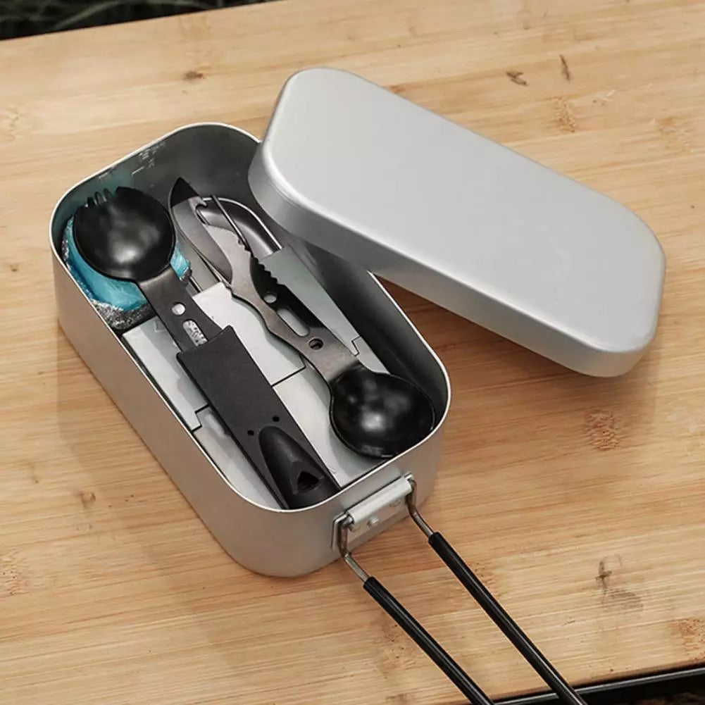 Aluminum Bento lunch box outdoor reheatable lunch box with lid with handle gloves camping set bowl travel lunch box lunch box