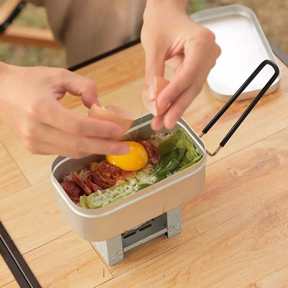 Aluminum Bento lunch box outdoor reheatable lunch box with lid with handle gloves camping set bowl travel lunch box lunch box