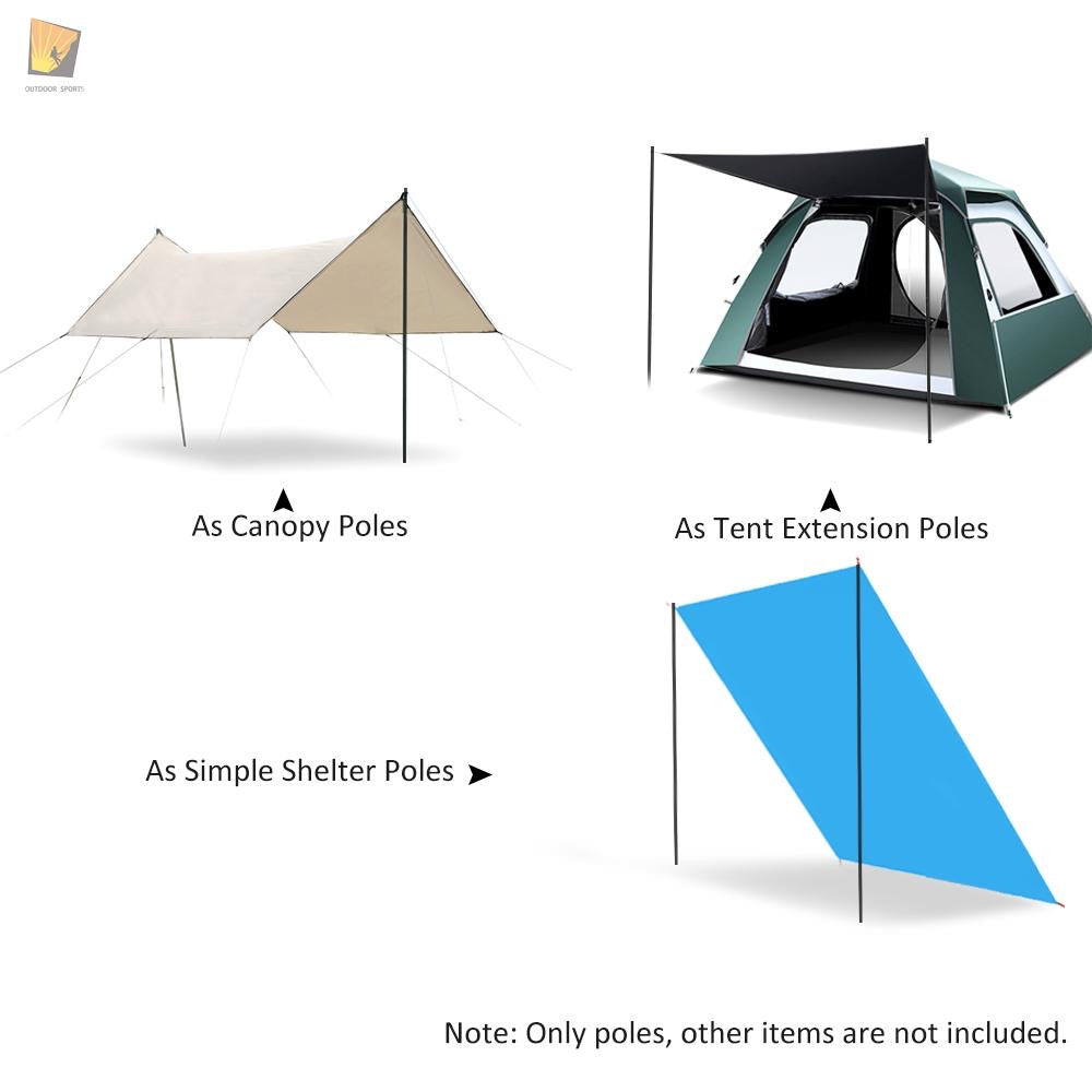 2pcs adjustable camping poles for tarps and tents
