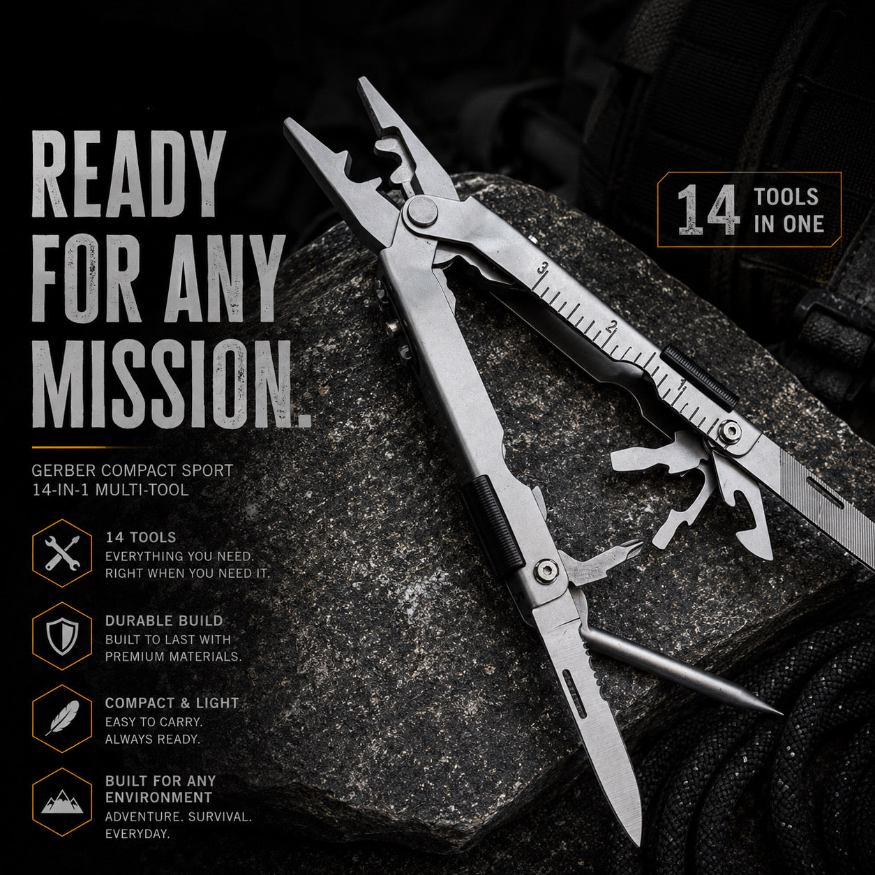 GERBER MULTI-PLIER 600 BASIC - NEEDLENOSE -Silver